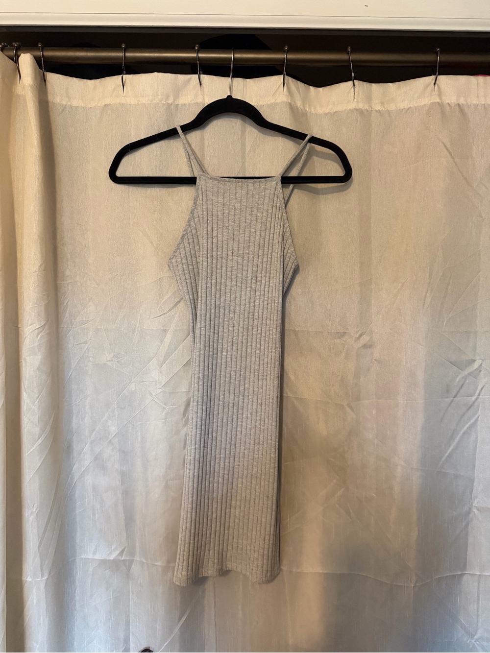 Forever 21 Light Gray Ribbed Halter Mini Dress